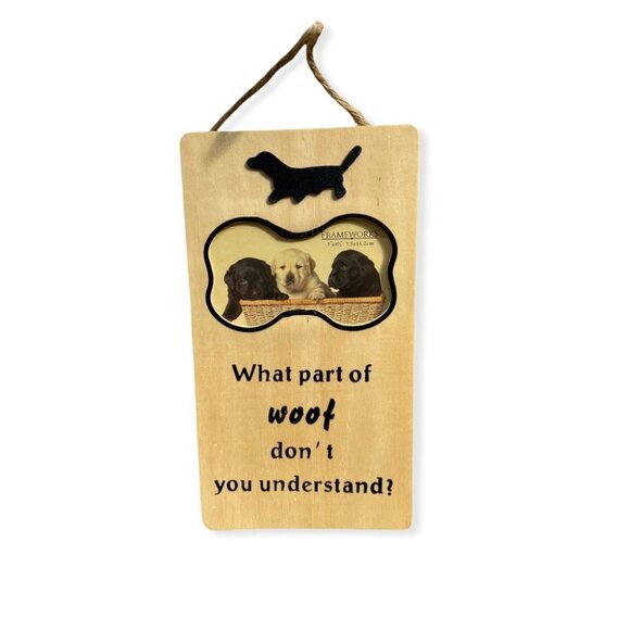 Set of Three Funny Dog Signs Wooden Le Woof Photo Romantic Walks To Fridge Puppy - Picture 7 of 10